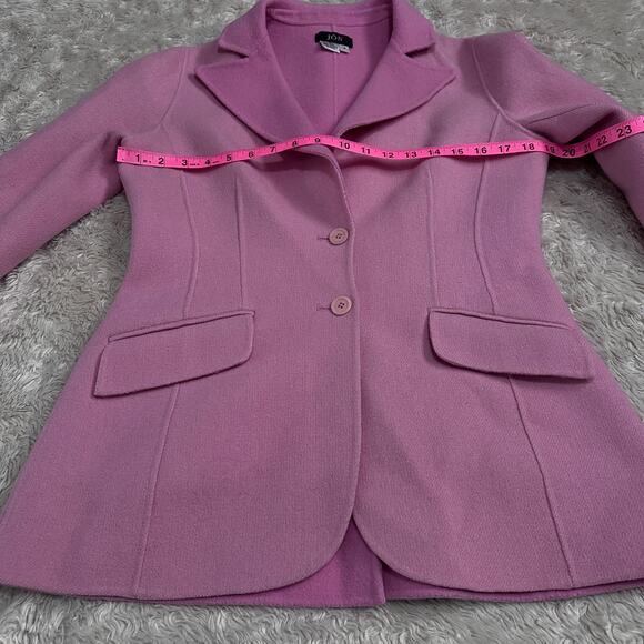 Vintage 80s Jôn Tailored Flocked Wool Knit Blazer Jacket Collared Candy Pink - Picture 4 of 14